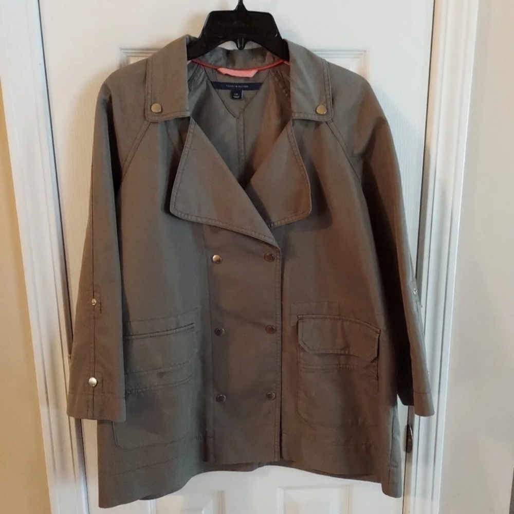 NWOT Tommy Hilfiger Ladies Utility Trench Coat Double Breasted Peacoat Style LG